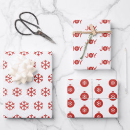 Snowflakes, zangerspatroon en kerstmanspatroon inpakpapier vel