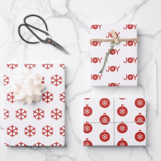 Snowflakes, zangerspatroon en kerstmanspatroon inpakpapier vel (Voorkant)