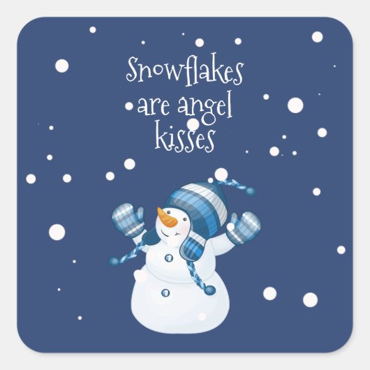 Snowflakes zijn Angel Kisses Vierkante Sticker (Voorkant)