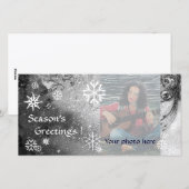 SNOWFLAKES, zwart, wit, grijs Feestdagenkaart (Voorkant / Achterkant)