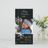 Snowflakes ~ zwarte en witte kerst feestdagenkaart (Staand voorkant)