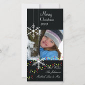 Snowflakes ~ zwarte en witte kerst feestdagenkaart (Voorkant)