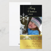 Snowflakes ~ zwarte, gouden kerstmis feestdagenkaart (Voorkant / Achterkant)