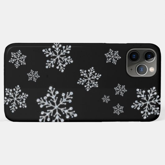 Snowflakes zwarte iPhone draagtas Case-Mate iPhone Case (Achterkant (horizontaal))