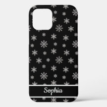 Snowflakes Zwarte patroon gepersonaliseerde naam