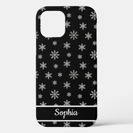 Snowflakes Zwarte patroon gepersonaliseerde naam Case-Mate iPhone Case (Achterkant)
