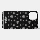 Snowflakes Zwarte patroon gepersonaliseerde naam Case-Mate iPhone Case (Achterkant (horizontaal))