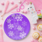 Snowflakken met paars en witte kerst papieren bordje (Feest)
