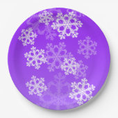 Snowflakken met paars en witte kerst papieren bordje (Voorkant)