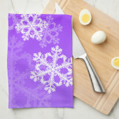Snowflakken met paars en witte kerst theedoek (Quarter Fold)