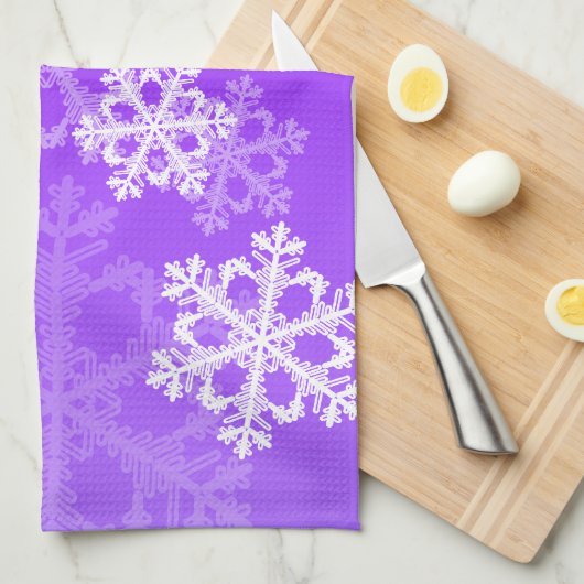 Snowflakken met paars en witte kerst theedoek (Quarter Fold)