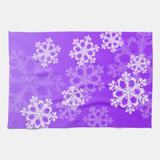 Snowflakken met paars en witte kerst theedoek (Horizontaal)