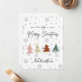 Snowflakken van het pretpastelpatroon met prettige notitiekaartje (Voorkant / Achterkant in situ)