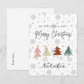 Snowflakken van het pretpastelpatroon met prettige notitiekaartje (Voorkant / Achterkant)