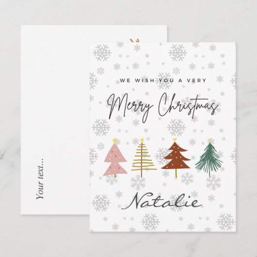 Snowflakken van het pretpastelpatroon met prettige notitiekaartje (Voorkant / Achterkant)