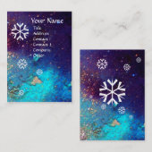 SNOWFLAKS IN SILVER SPARKLES IN BLAUW VISITEKAARTJE (Voorkant / Achterkant)