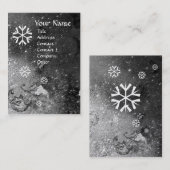 SNOWFLAKS IN SILVER SPARKLES, parelpapier Visitekaartje (Voorkant / Achterkant)