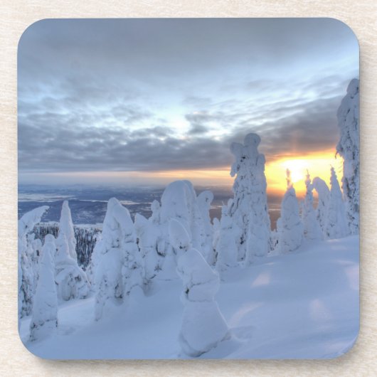Snowghosts bij zonsondergang in het Whitefish Moun Onderzetter (Voorkant)