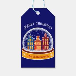 Snowglobe Amsterdam Village Kerst Cadeaulabel