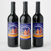 Snowglobe Amsterdam Village Kerst Wijn Etiket (Flessen)