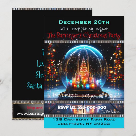 Snowglobe elegante jaarlijkse kerstfeest kaart (Voorkant / Achterkant)