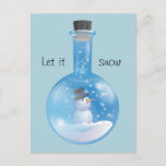 Snowglobe flask feestdagenkaart<br><div class="desc">Enjoy the season with our snowman snowglobe in a round-bottom chemistry flask. Let it snow!</div>