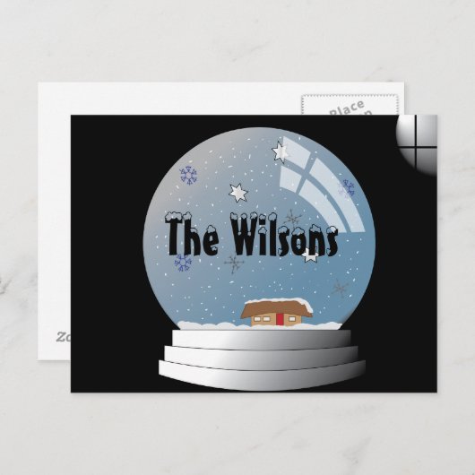 Snowglobe Illustratie Briefkaart (Voorkant / Achterkant)