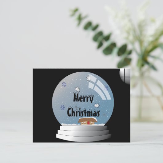 Snowglobe Illustratie met aangepaste tekst Briefka Briefkaart (Staand voorkant)