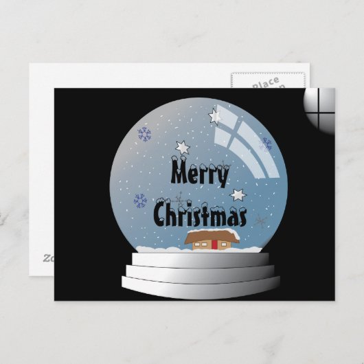 Snowglobe Illustratie met aangepaste tekst Briefka Briefkaart (Voorkant / Achterkant)