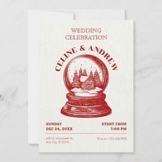 Snowglobe kerstbruiloft Kaart (Voorkant)