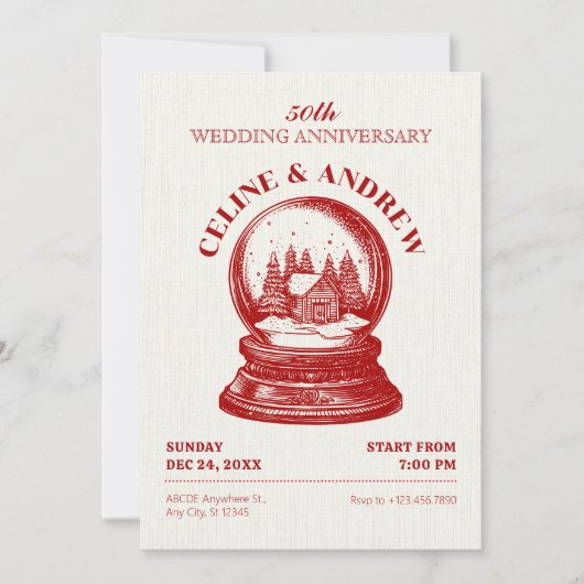  Snowglobe Kerstbruiloft Kaart (Voorkant)