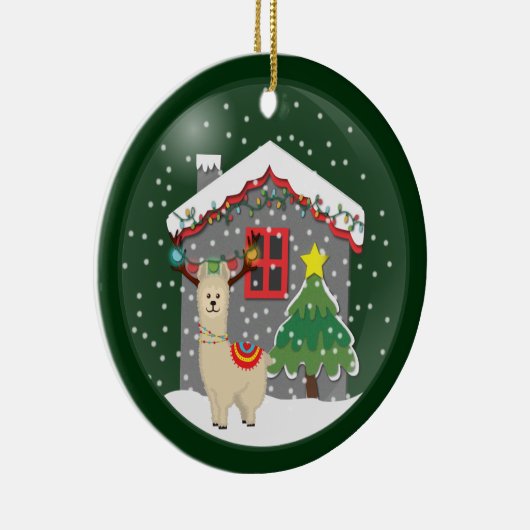 Snowglobe Kerstmis Llama Keramisch Ornament (Rechts)