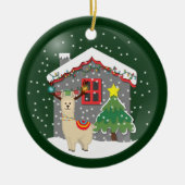 Snowglobe Kerstmis Llama Keramisch Ornament (Voorkant)