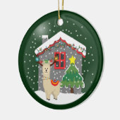 Snowglobe Kerstmis Llama Keramisch Ornament (Links)