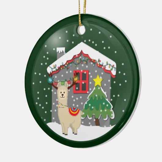 Snowglobe Kerstmis Llama Keramisch Ornament (Links)