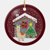 Snowglobe Kerstmis Llama Keramisch Ornament (Achterkant)