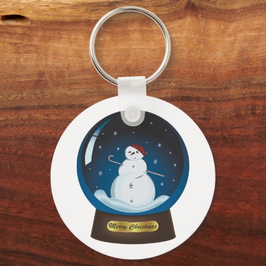 Snowglobe met schattige sneeuwman sleutelhanger (Voorkant)