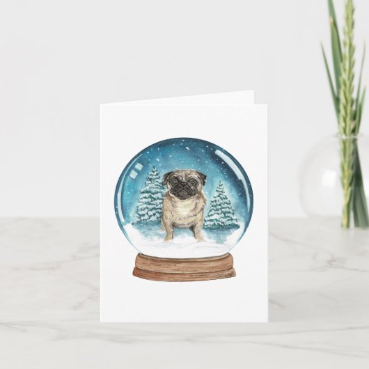 Snowglobe Pug Notecard Notitiekaartje (Voorkant)