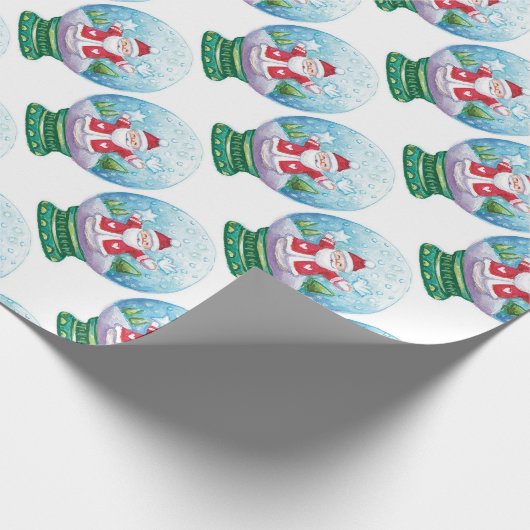 Snowglobe Santa Claus, Star, Bird Cadeaupapier (Hoek)