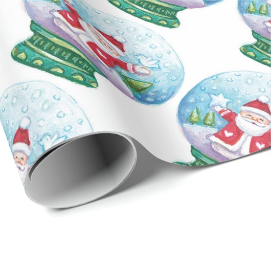 Snowglobe Santa Claus, Star, Bird Cadeaupapier (Rol Hoek)