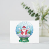 Snowglobe Santa Claus, Star, Bird Feestdagenkaart (Staand voorkant)