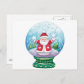Snowglobe Santa Claus, Star, Bird Feestdagenkaart (Voorkant / Achterkant)