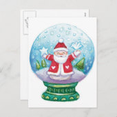 Snowglobe Santa Claus, Star, Bird Feestdagenkaart (Voorkant / Achterkant)