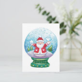 Snowglobe Santa Claus, Star, Bird Feestdagenkaart (Staand voorkant)