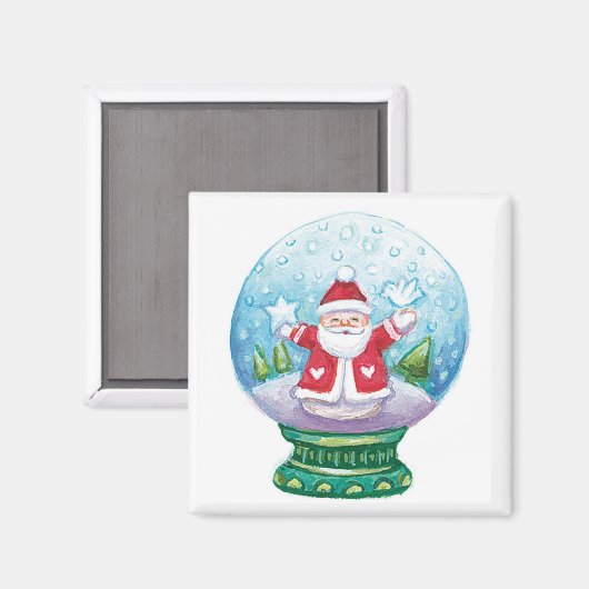 Snowglobe Santa Claus, Star, Bird Magneet (Voorkant / Achterkant)