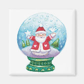 Snowglobe Santa Claus, Star, Bird Magneet (Voorkant)