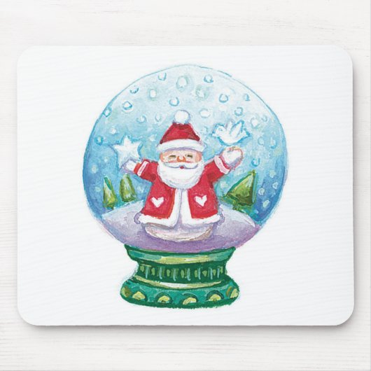 Snowglobe Santa Claus, Star, Bird Muismat (Voorkant)