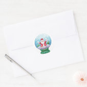 Snowglobe Santa Claus, Star, Bird Ronde Sticker (Envelop)