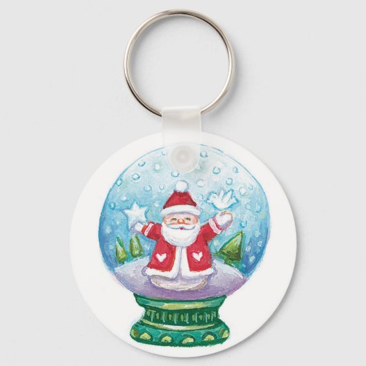 Snowglobe Santa Claus, Star, Bird Sleutelhanger (Voorkant)