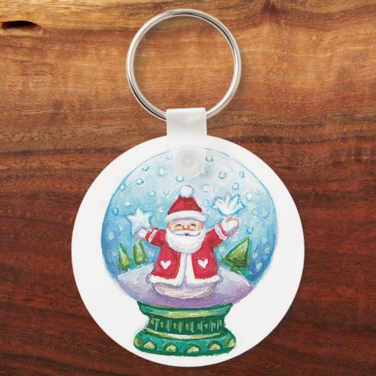 Snowglobe Santa Claus, Star, Bird Sleutelhanger (Achterkant)